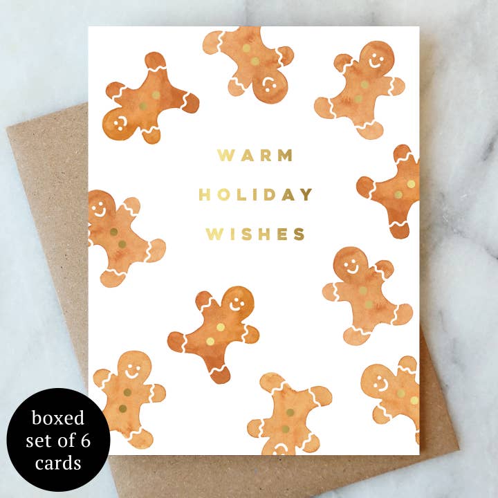 Gingerbread Holiday Card - Box Set of 6 for wholesale by Abigail Jayne Design