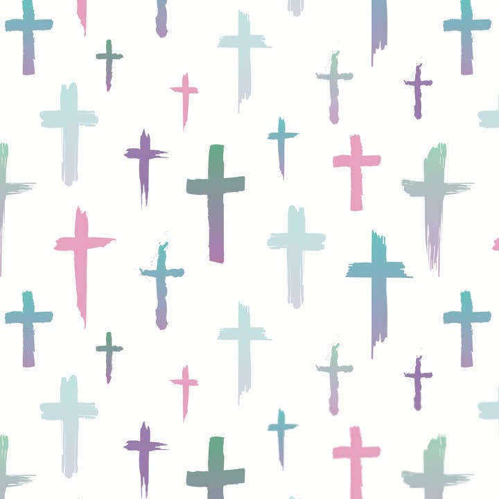 Stesha Wrapt - Wholesale Flat Wrap - Religious Pastel Rainbow Cross Gift Wrap3