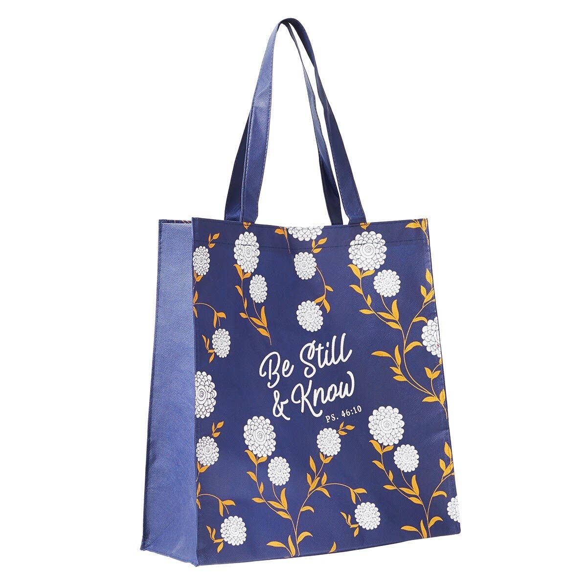 Christian Art Gifts - Wholesale Grocery/Shopping Bag - Tote Navy Be Still & Know Ps. 46:101
