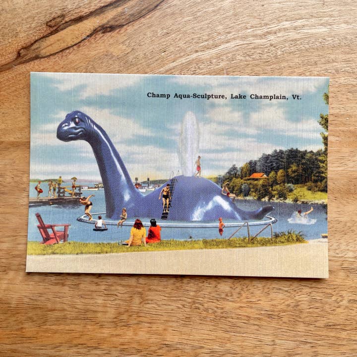 Champ Lake Champlain funny Vermont postcard for wholesale by Colossal Sanders