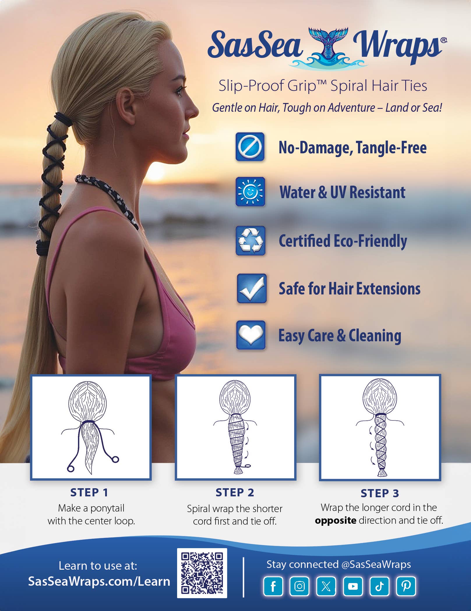 SasSea Wraps® - Wholesale Hair Tie - Premier Pack—Shelf-Ready Merchandising Kit + Assorted Wraps15