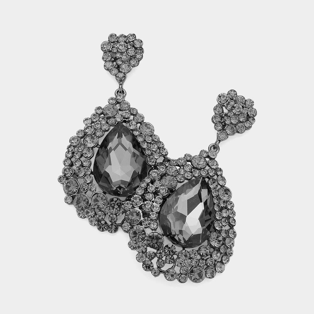Sensibling Corp. - Wholesale Dangle Earrings - Teardrop Rhinestone Embellished Dangle Evening Earrings5