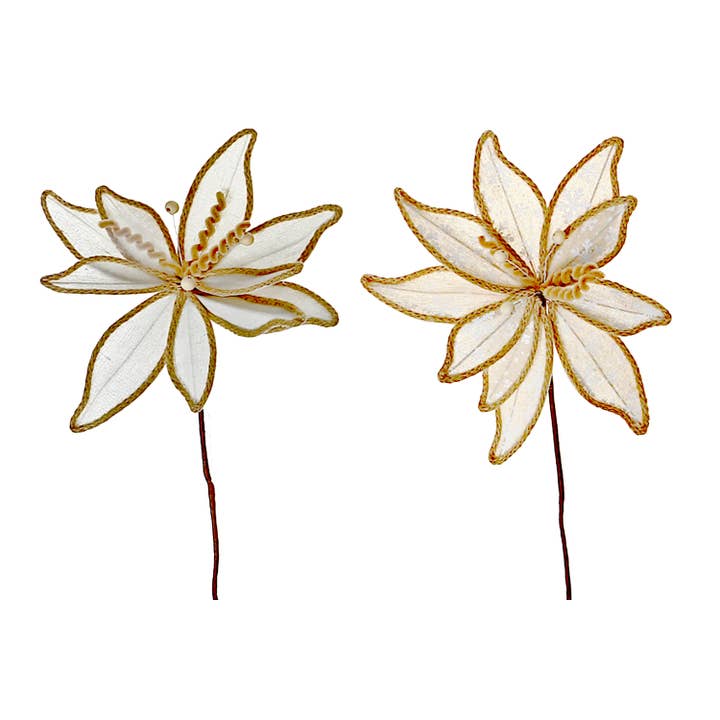 IH Casa Decor - Wholesale Artificial flowers - TWINE EDGED BURLAP POINSETTIA PICK (ASSTD)