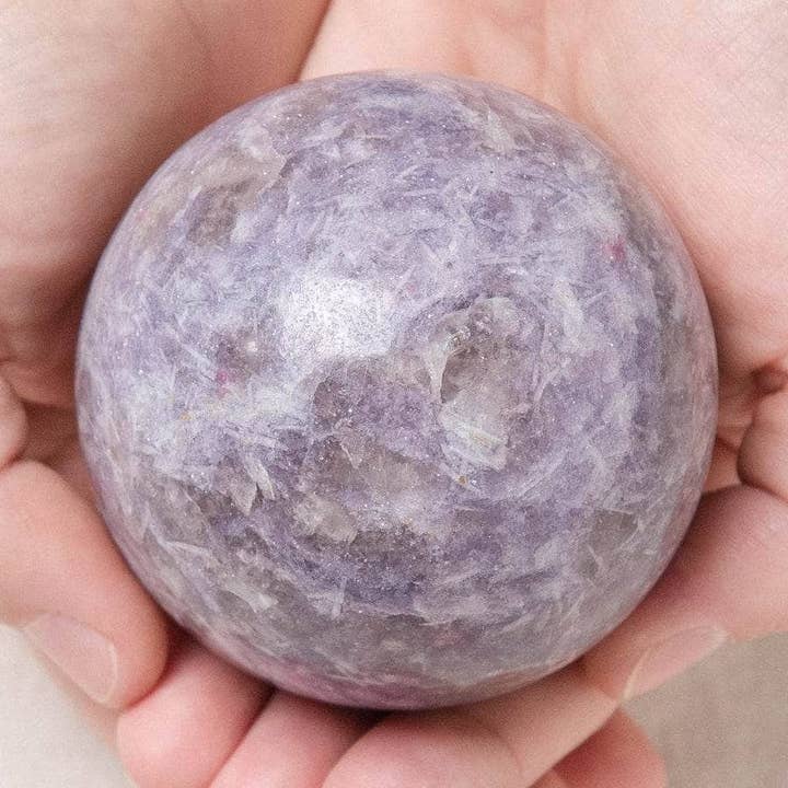 Lepidolite Sphere with Tripod - AAA Premium Quality for wholesale by Tiny Rituals
