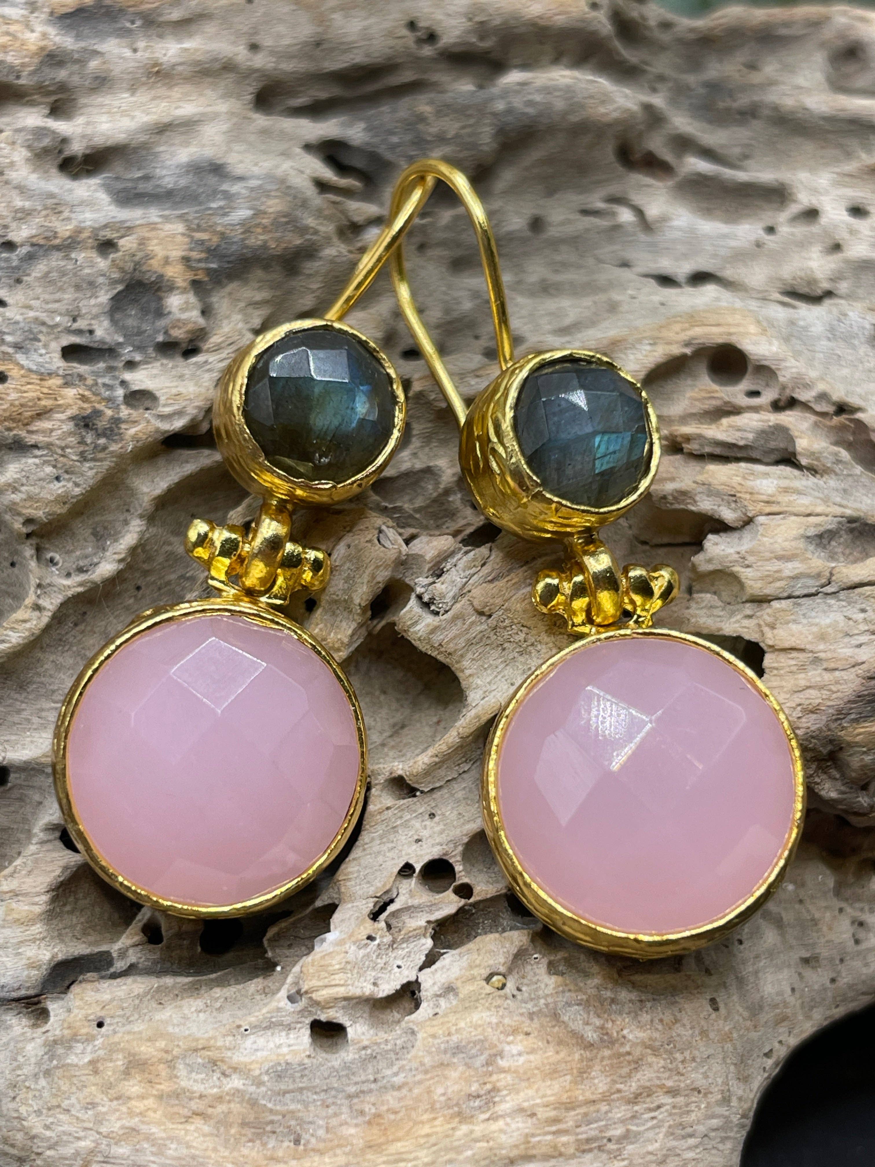 Kipepeo - Wholesale Dangle Earrings - Circle Double Stone Earrings4