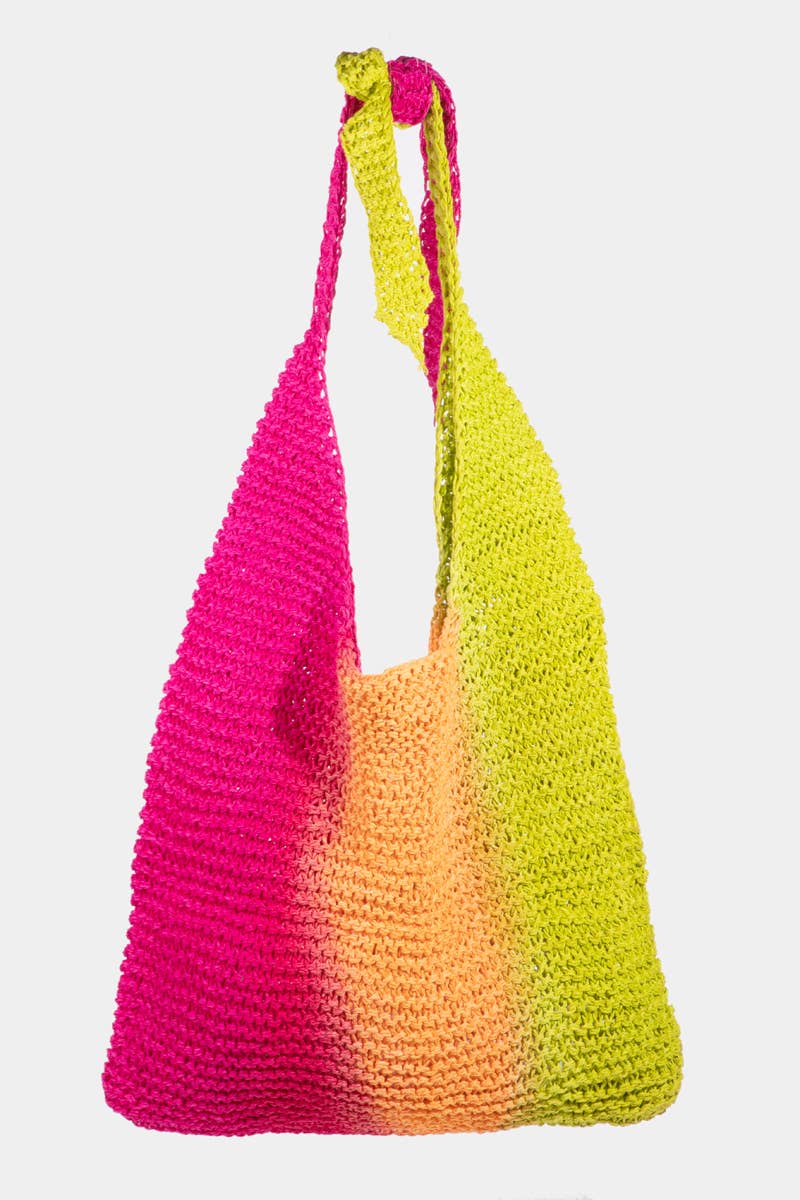 Collections by Fame Accessories - Wholesale Tote Bag - Women's - Intricate Braided Ombre Tote Bag