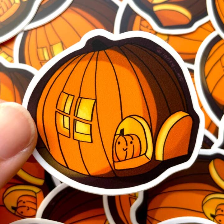 Pumpkin House Sticker for wholesale by Laney Art