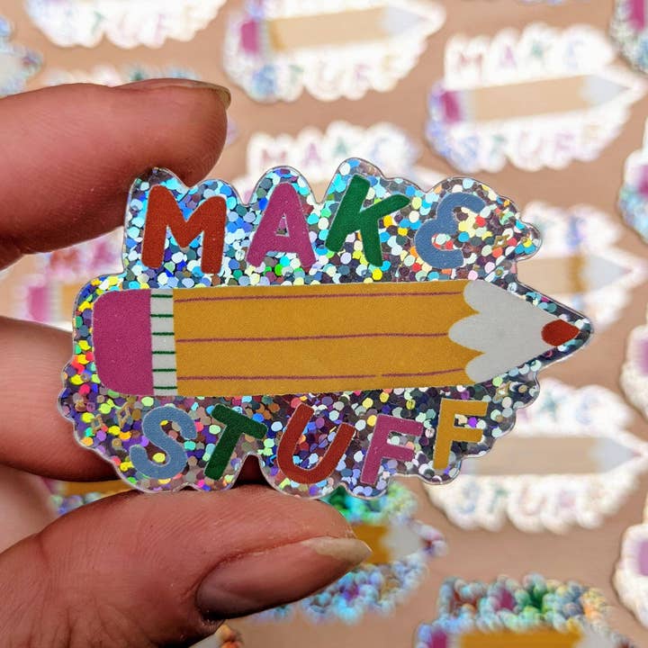 Fabrique des trucs - Autocollant en vinyle holographique à paillettes pour la vente par Uschie