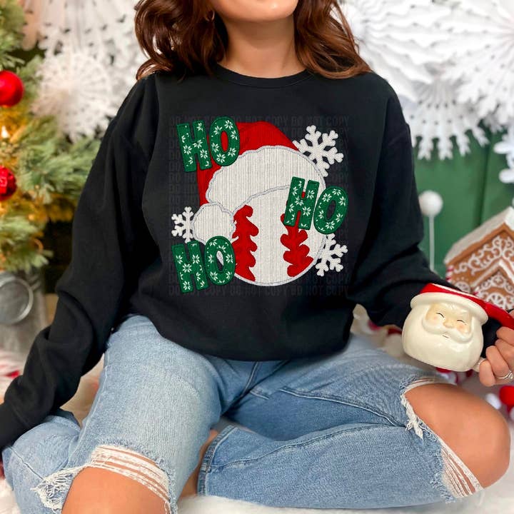 Ho Ho Ho Ho, cappello da baseball da Babbo Natale ricamato in finto DTF per la vendita all'ingrosso da parte di K and M Designs