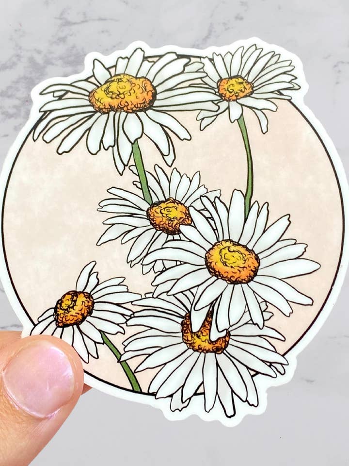 Autocollant Dainty Daisies, vinyle imperméable pour la vente par Karen B Creations