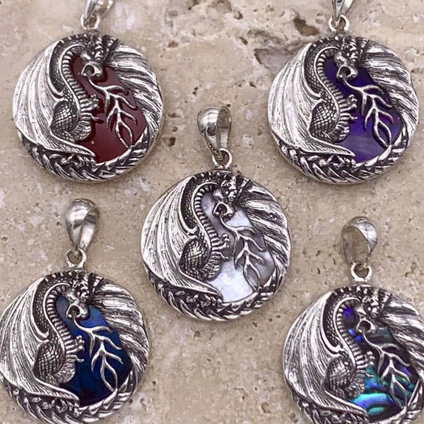 Goddess Design Studio - Vente Colliers à pendentif - Pendentif Dragon de Feu en Argent Sterling 20mm2