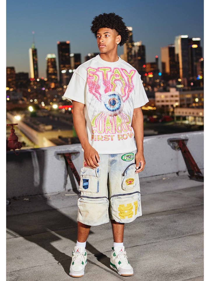 Light Stone Tint PATCHES MULTI CARGO JORTS for wholesale on Faire1