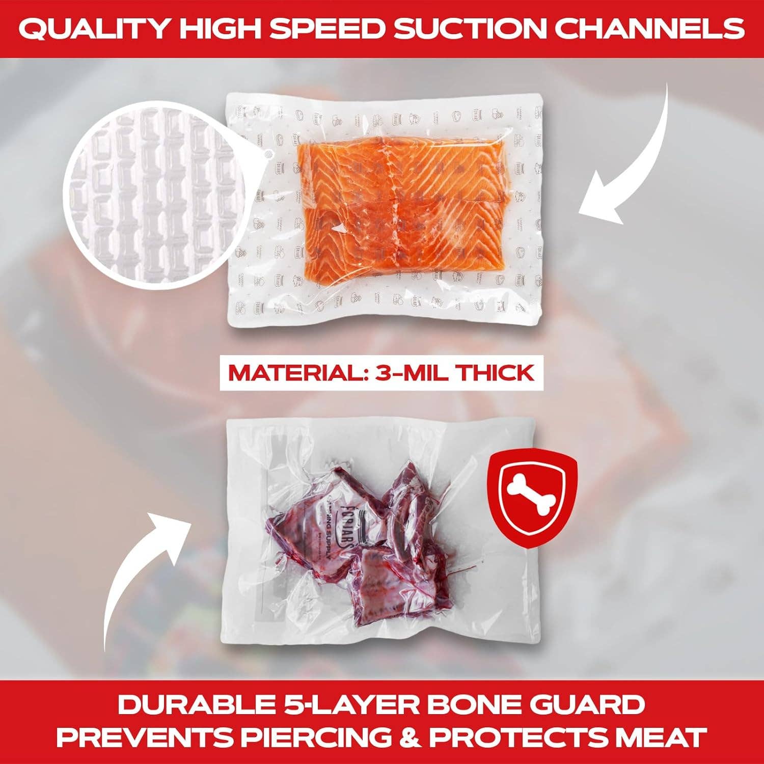 FORJARS – Engroshandel Indpakning/pose til opbevaring af mad – 100 tællinger 11x16 vakuumforseglingsposer4