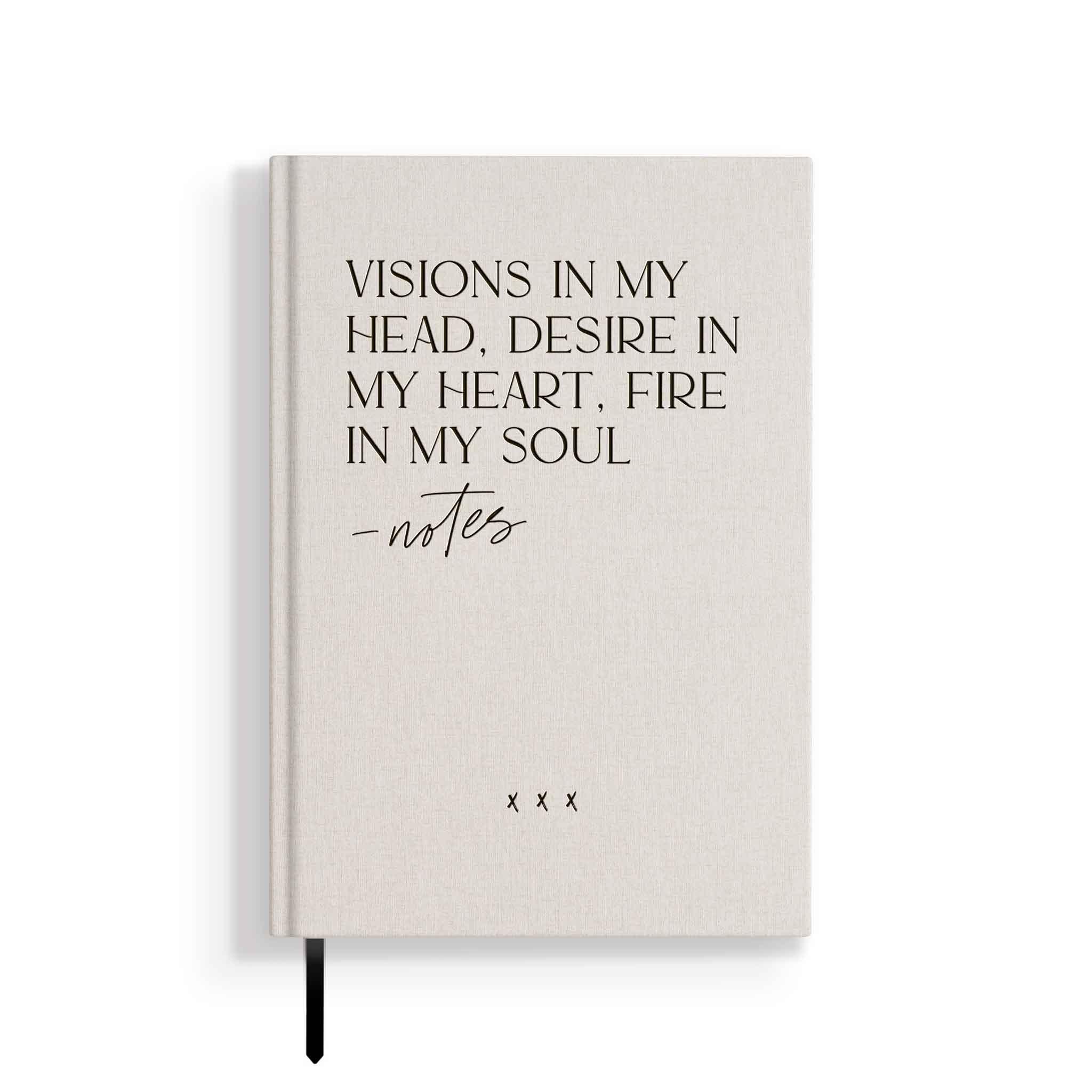 Real Passionates - Venta al por mayor Cuadernos - Cuaderno «Visions» A5, color blanco roto, cubierta de lino, con puntos0