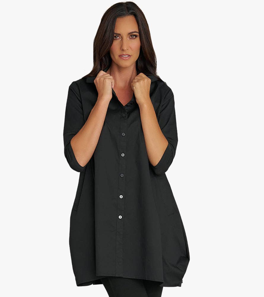 Stella Carakasi - Wholesale Tunic - Women's - Women's 3/4 Sleeve A-Line Cotton Poplin Tiburon Tunic Icon6