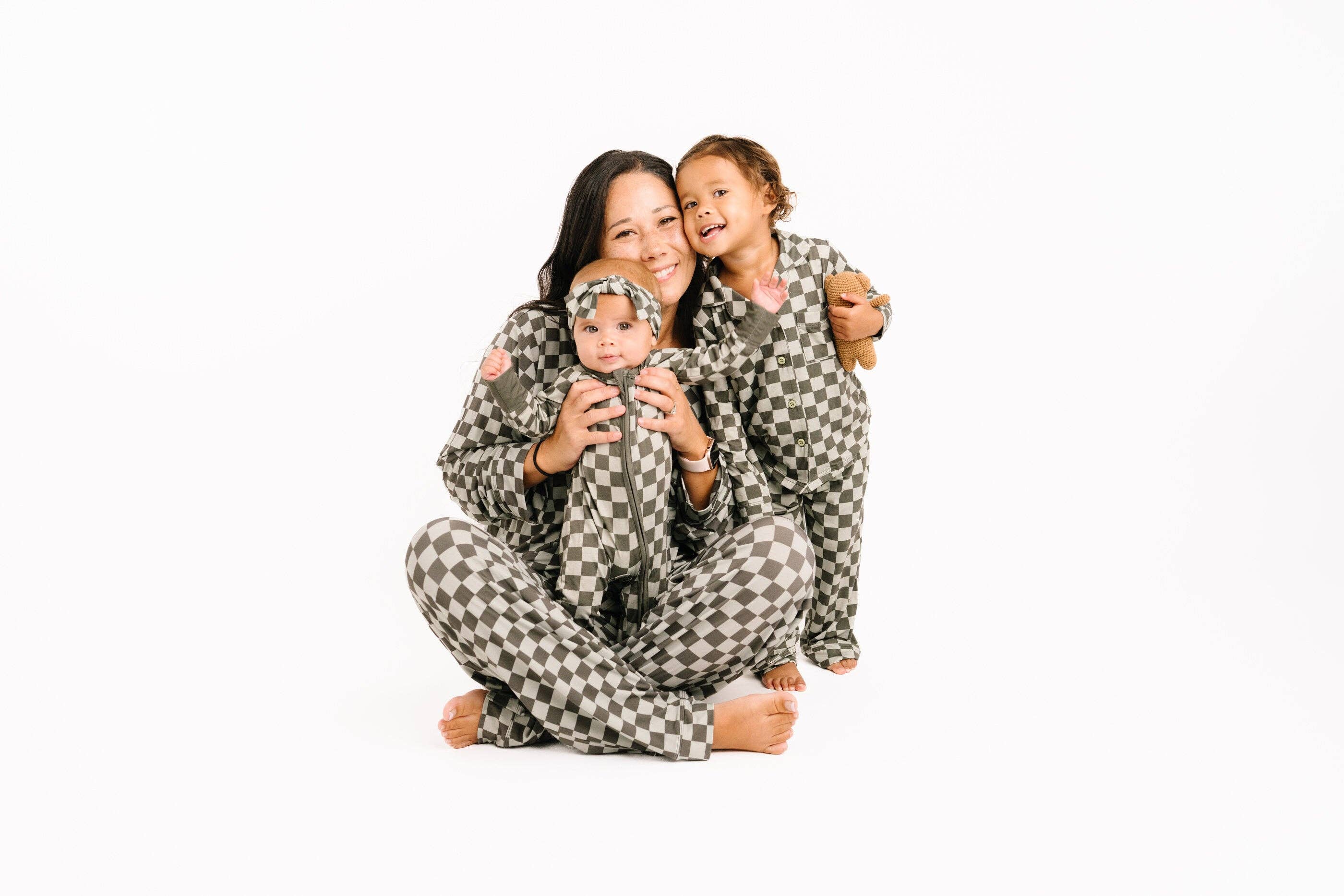 Little One Shop - Wholesale Top & Pant Set - Kids - Pine Checkered Kid Long Sleeve Bamboo Button Up Set9