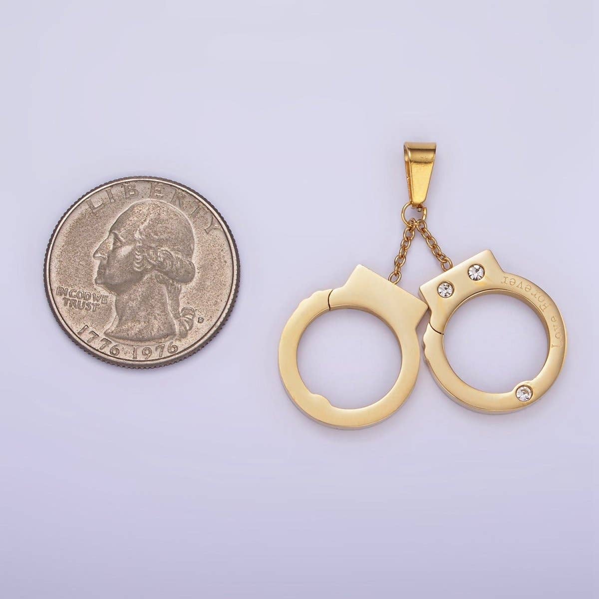 Stainless Steel Hand Cuff Charms Pendant in Gold & Silver | P1448 for wholesale on Faire4