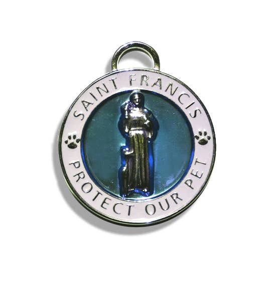 Luxepets – wholesale Pet identification tag – Cat/dog – Pet Charm Small Saint Francis of Assisi, Blue