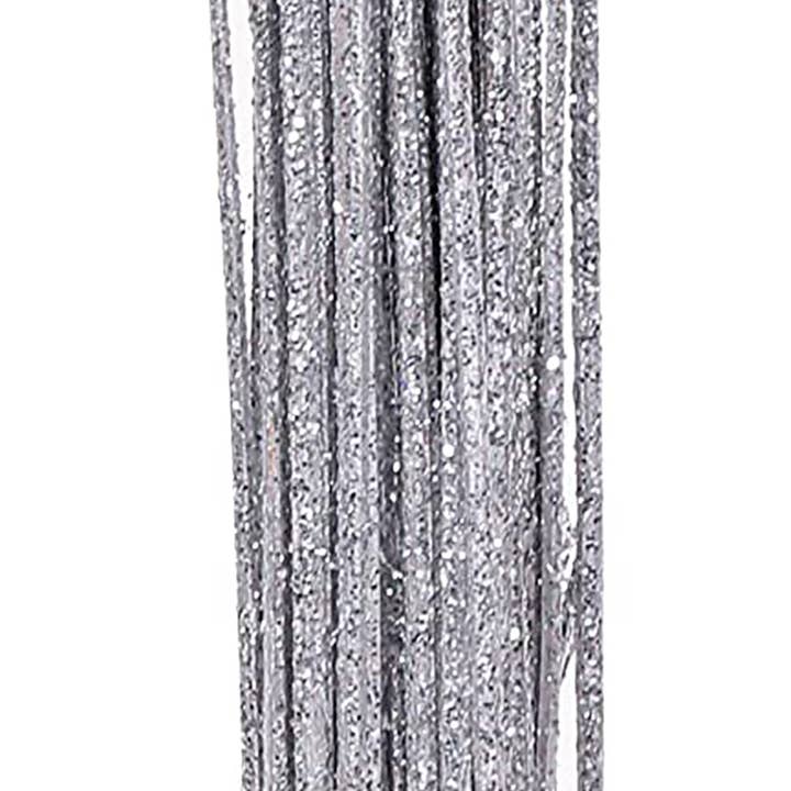 TF Publishing - Paper Goods - Wholesale Artificial flowers - Curly Ting Sparkle Glitter Pack of 40-50 Stems 2ft Silver4