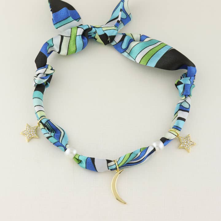 Moon Scarf Necklace | Star Scarf Necklace | Bandana Necklace for wholesale by Designs by KaraMarie
