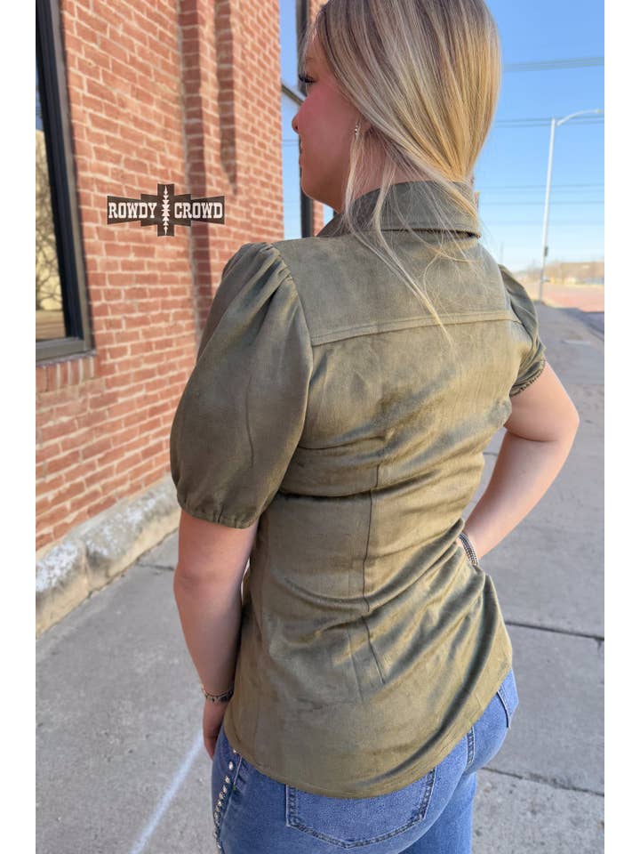 Rowdy Crowd Clothing - Wholesale Button Down Shirt - Women's - OLIVE- Calaboose Top6