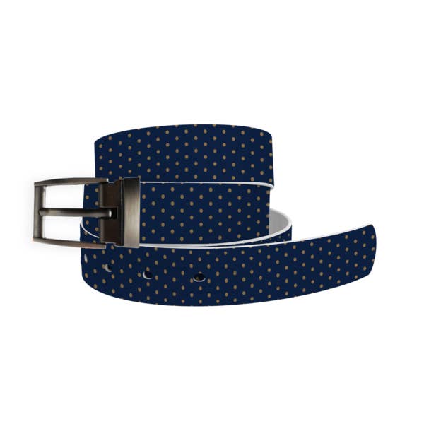 Navy Gold Polka Dot Belt with Gunmetal Buckle Combo for wholesale by C4 Belts & Accessories