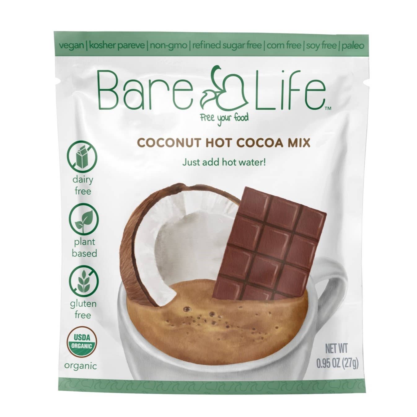 Bare Life - Wholesale Hot Cocoa Mix/Kit - Dairy Free & Vegan Coconut Hot Cocoa Mix - 0.95 Oz (5 Ct.)9