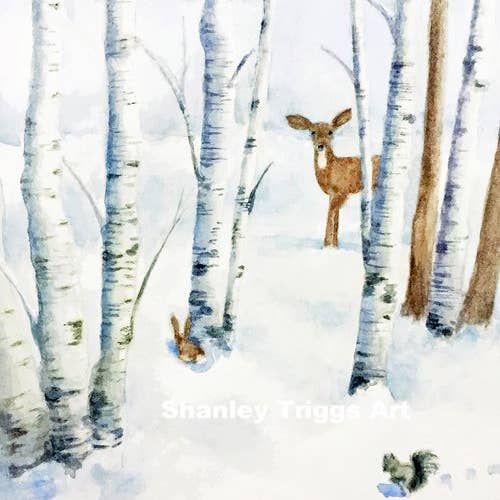 CERVO CON STAMPA DI BETULLE per la vendita all'ingrosso da parte di Shanley Triggs Art