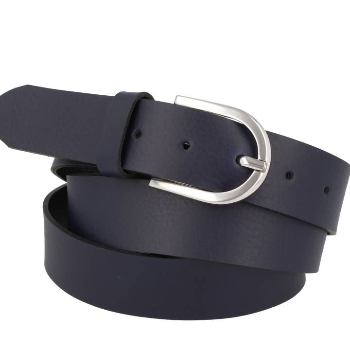 Invecchiato navy blue leather women's belt for wholesale by MGM Design e.K.