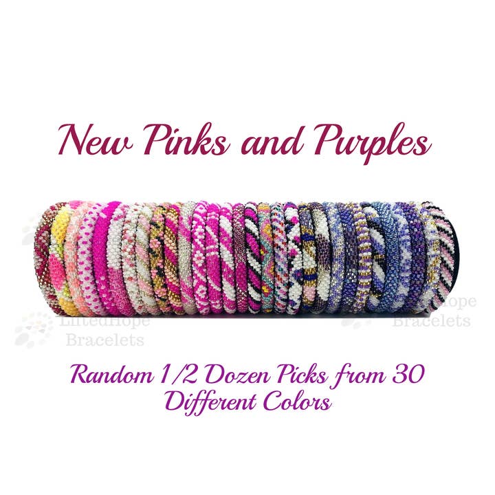 Liftedhope Bracelets - Wholesale Jewelry Set - Popular Pink and Purples. 6 Pcs Set.