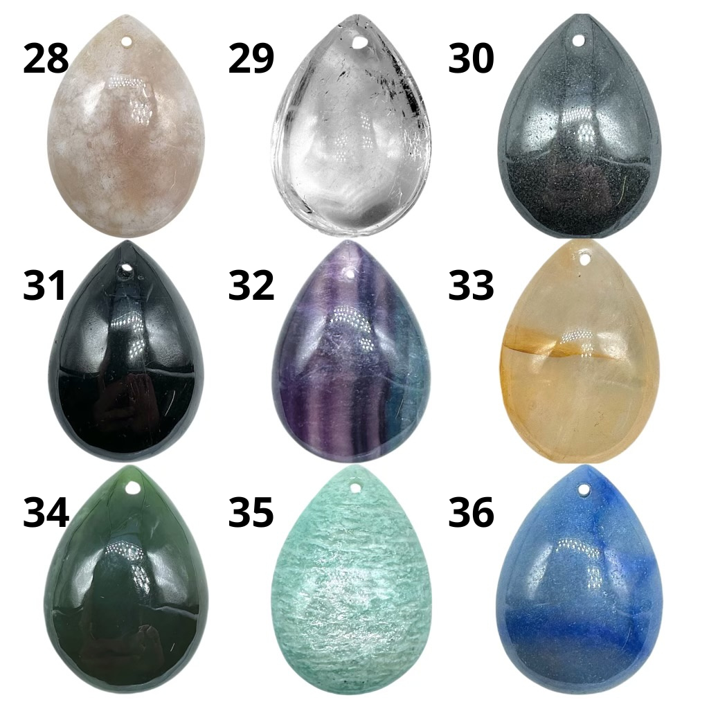 Foliesbijoux - Wholesale Individual Charm/Pendant - Drop-shaped pendant pierced in front (47 different stones) (bail not included)4