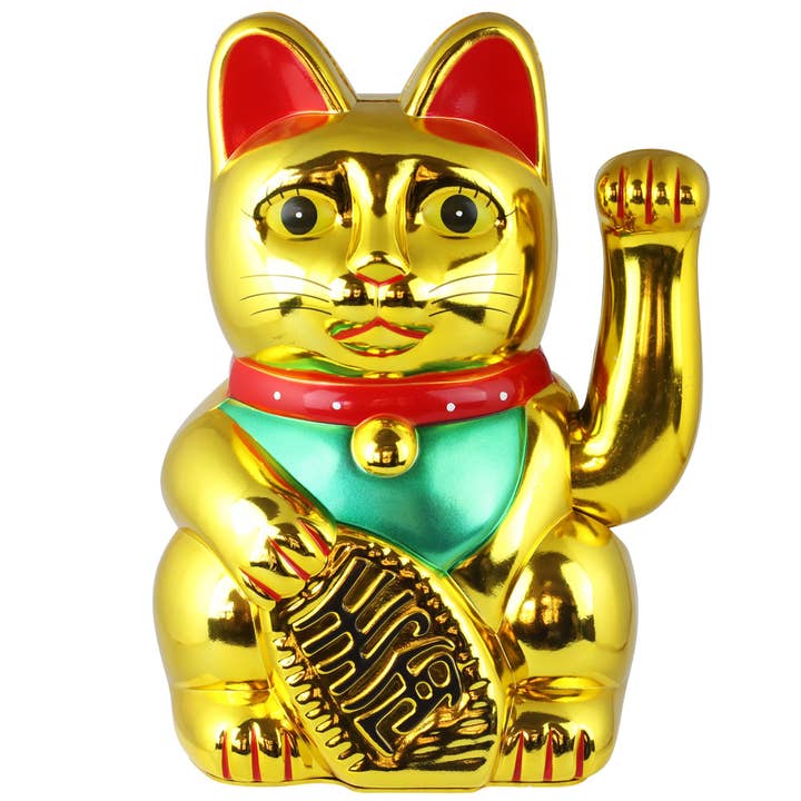 Lucky cat Maneki-neko waving cat 25cm gold for wholesale by Tribal Trade GmbH