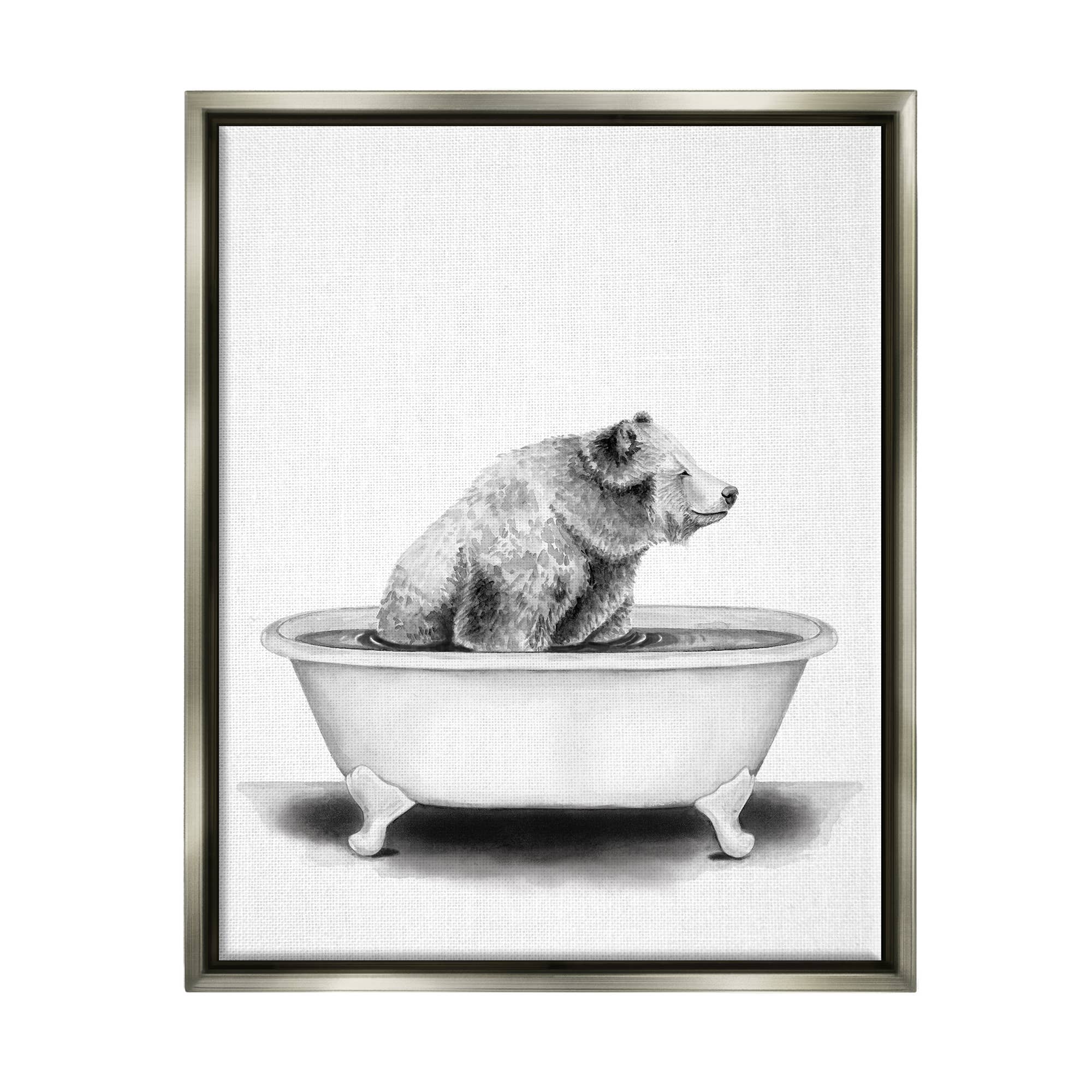 Stupell Industries - Vendita all'ingrosso Cartelli da bagno - Orso in una vasca divertente animale bagno disegno galleggiante incorniciato6