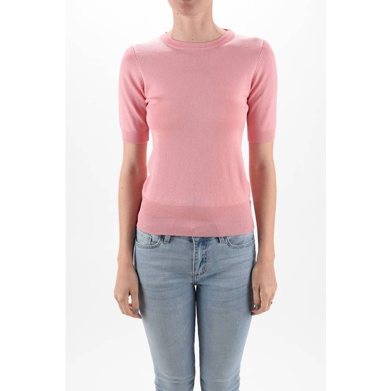 Mak – Engroshandel Strikket top - Dame – Halv-ærmet Crewneck Letvægts blød pullover Tee MK3664Y56