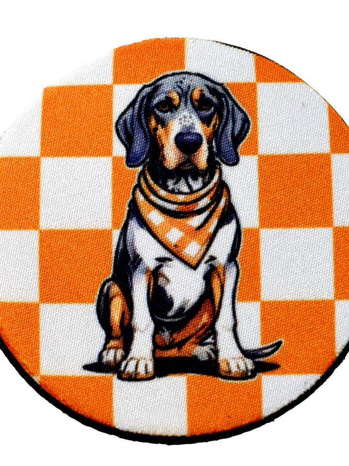 Tennessee Bluetick Coonhound Checkerboard Car Coaster for wholesale by Buy Socks You All