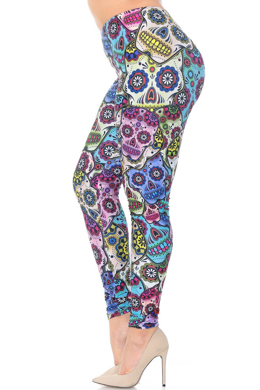 USA Fashion - Wholesale Fashion Leggings - Women's - Creamy Soft Sugar Skull Leggings by USA Fashion™7