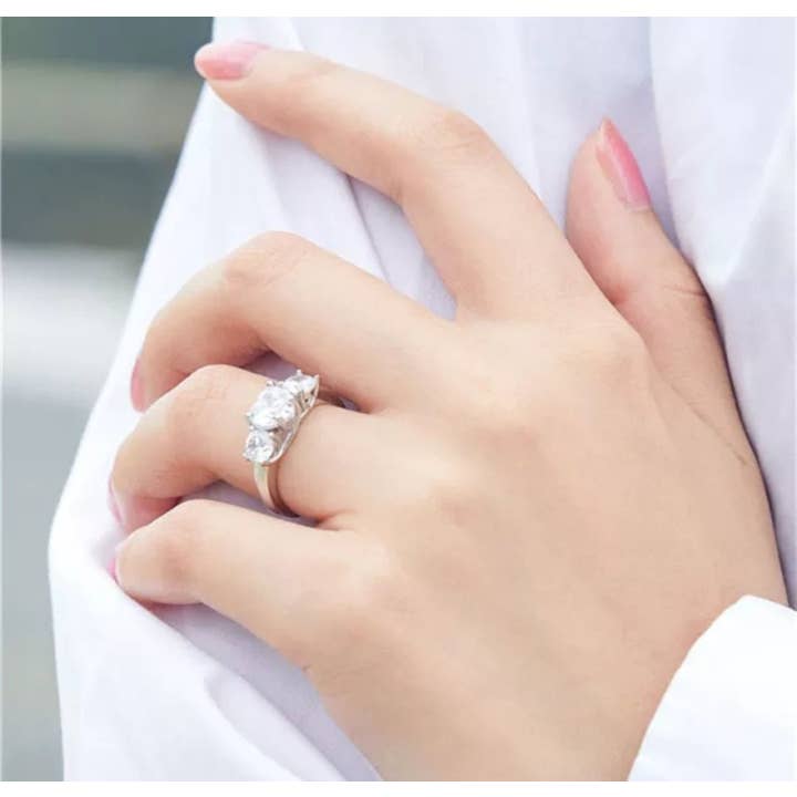 2CT Round Diamond Veneer Cubic Zirconia Engagement Ring for wholesale by Diamond Veneer Travel Jewelry