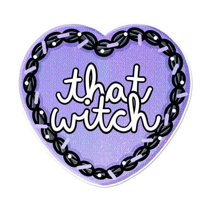 Den häxhjärtatårtan | Vintage mat holografisk klistermärke för wholesale av That Queer Card Co