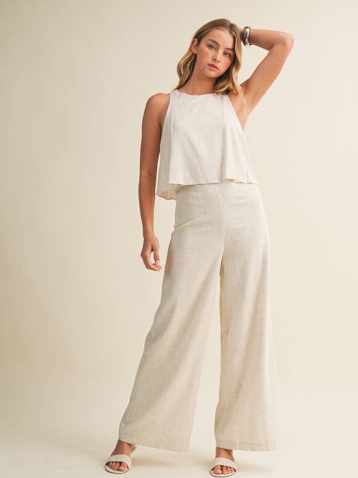 SLEEVELESS LINEN JUMPSUIT for wholesale by Mustard Seed