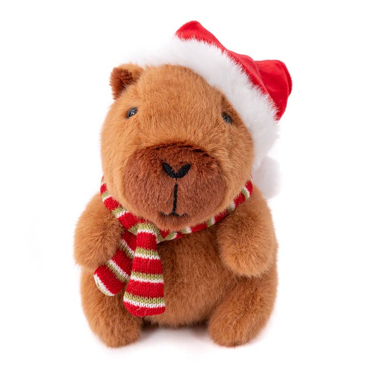 8″ Christmas Capybara Plush Toy | Holiday Stuffed Animal for wholesale by Plushland