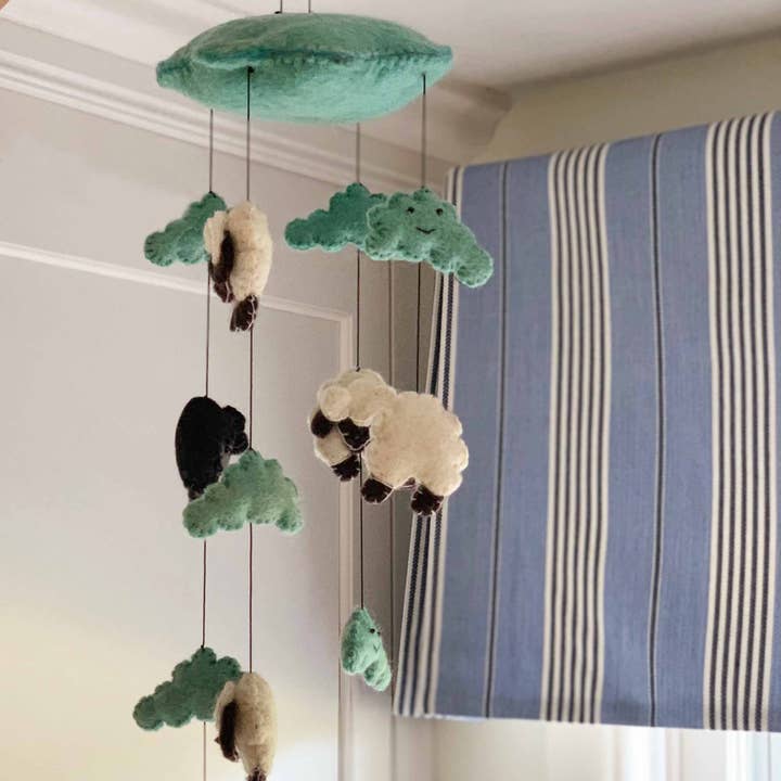 Global Crafts - Wholesale Baby Mobile - Blue Counting Sheep Baby Nursery Felt Mobile3