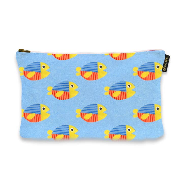Oliver Gal Happy Fish Pattern Art Pouch (Size 9x6) for wholesale by The Oliver Gal Artist