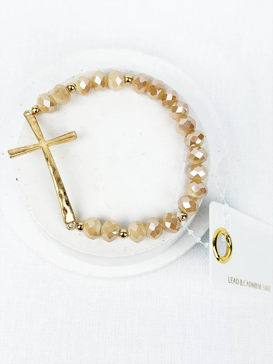 Love and Repeat - Vente Bracelet de perles - Bracelet de perles en cristal croix martelée mixte7