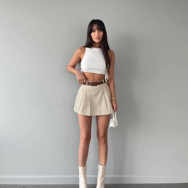 Sweetkama - Wholesale Skort - Women's - Solid Color High Waist Ladies Short KQ70263