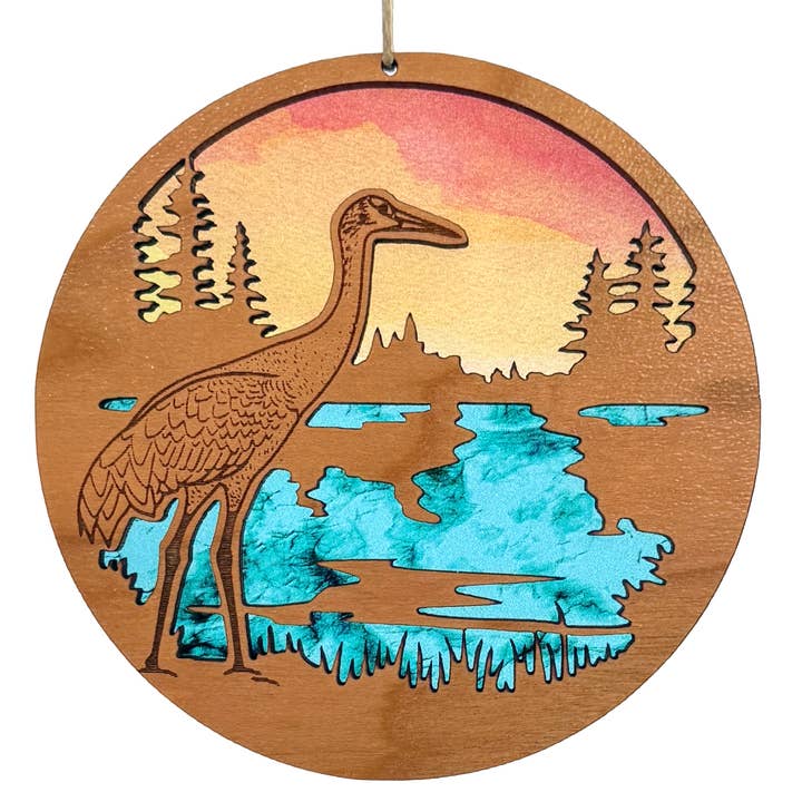Sandhill Crane Wetland Ornament | Nature Hanging Decor for wholesale by Art by Sharell
