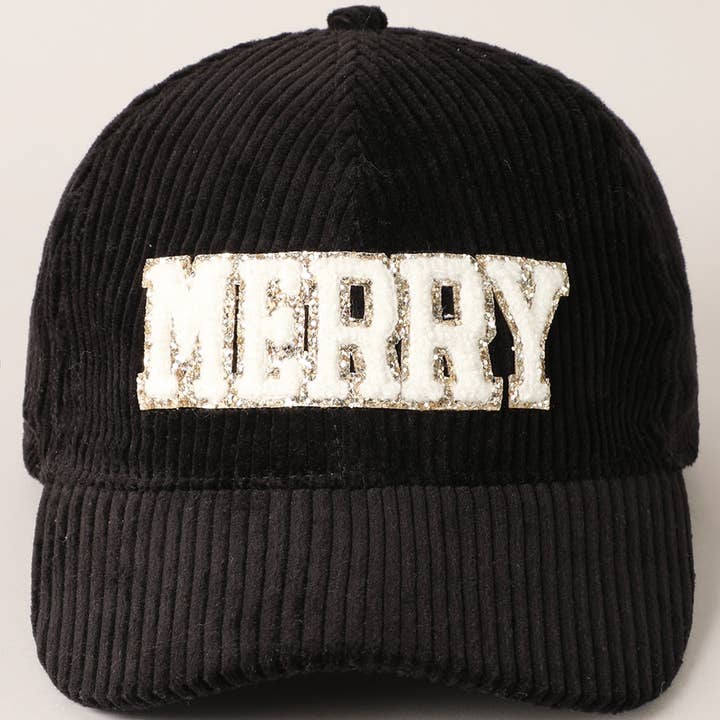 Fashion City - Wholesale Baseball Cap - Women's - MERRY Embroidery Patch Corduroy Cap