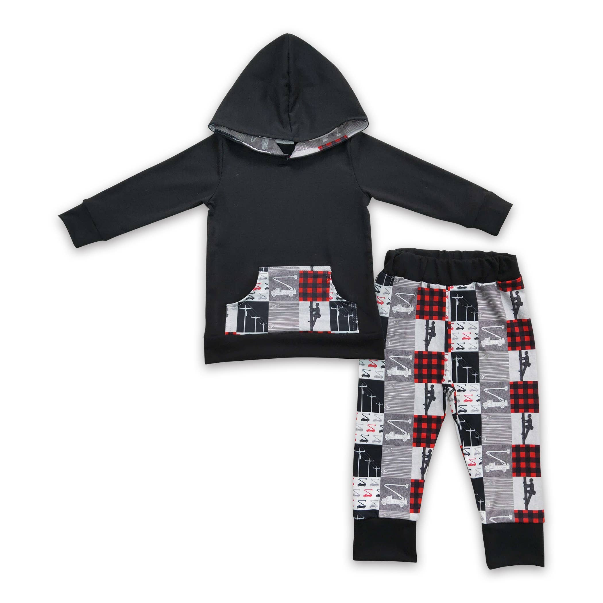 Yawoo Garments - Wholesale Top & Pant Set - Kids - Lineman boy hoodie set0