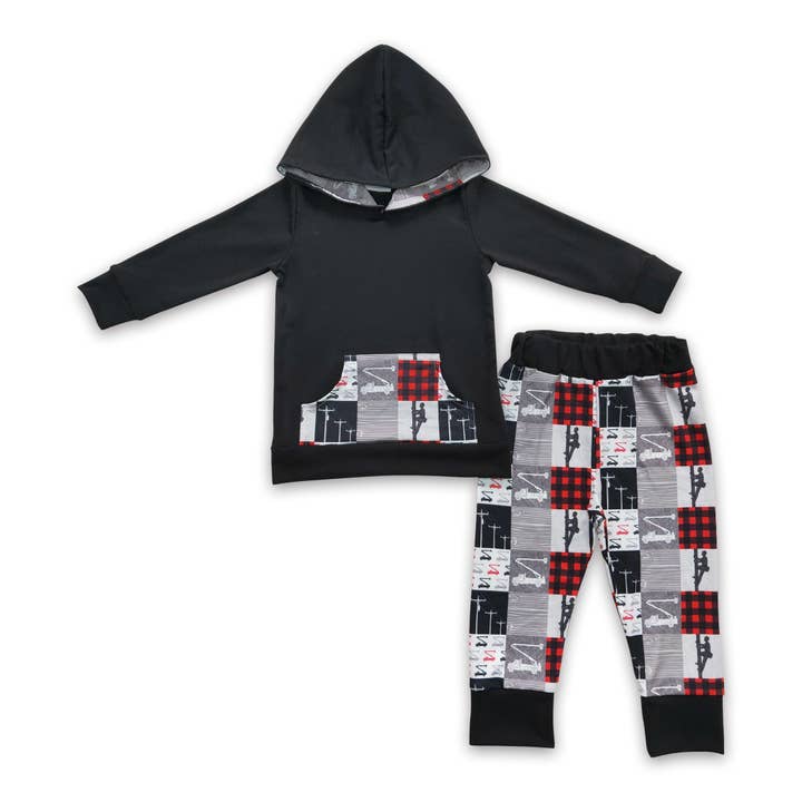 Yawoo Garments - Wholesale Top & Pant Set - Kids - Lineman boy hoodie set