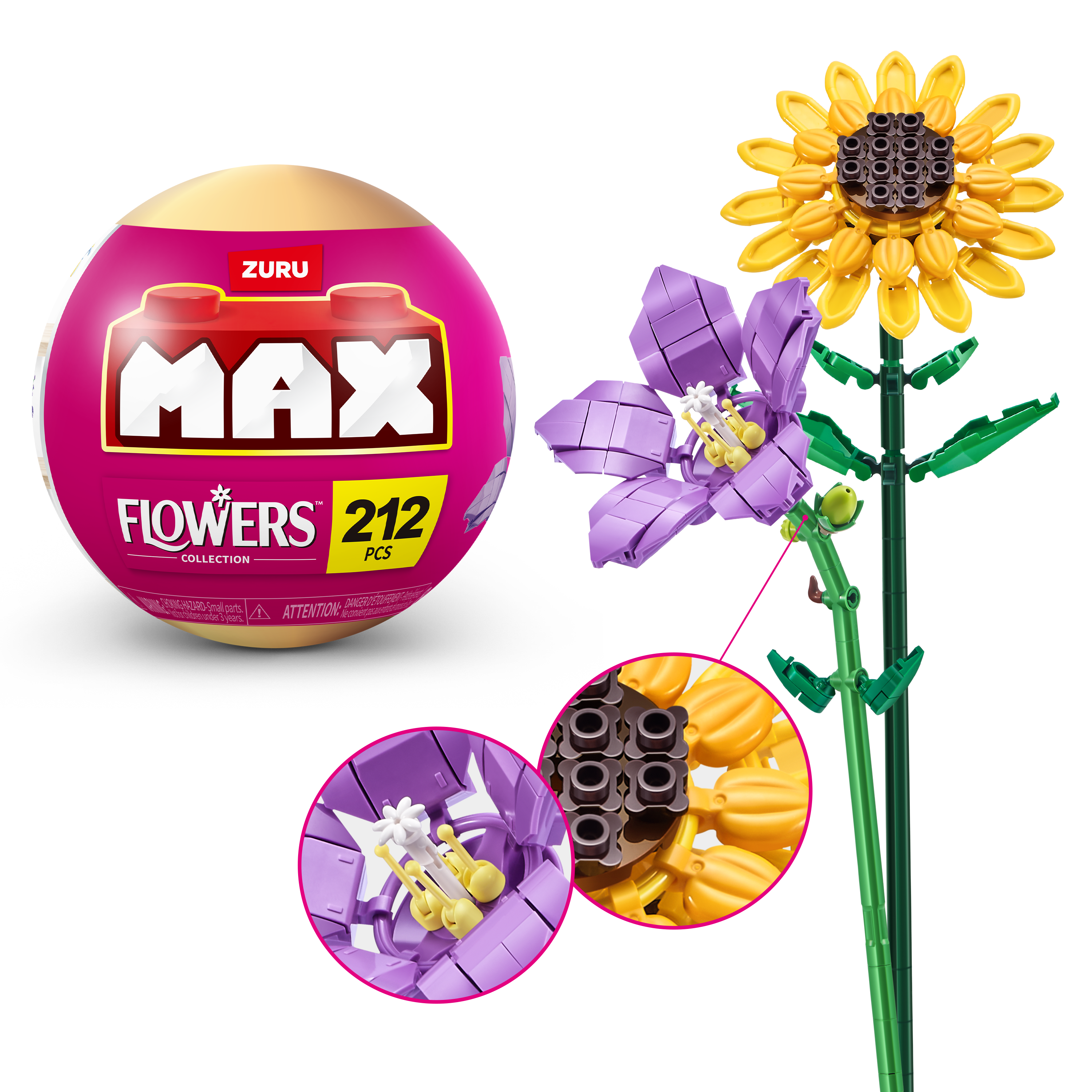 Wholesale ZURU MAX PREMIUM BRICKS FLOWER CONSTRUCTION- 15 PC PDQ