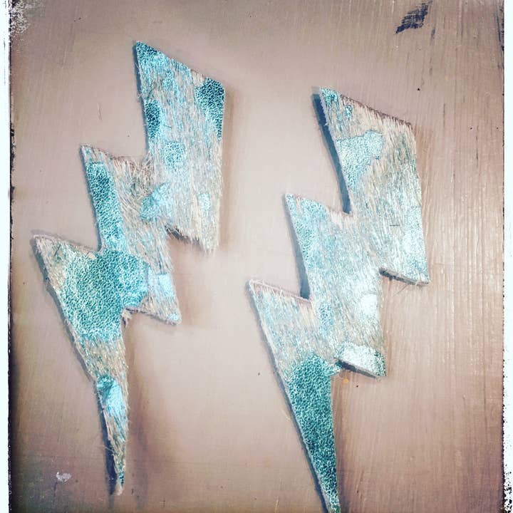 Lightning strike cowhide ear candy for wholesale by JAG/ged Edge Jewelry